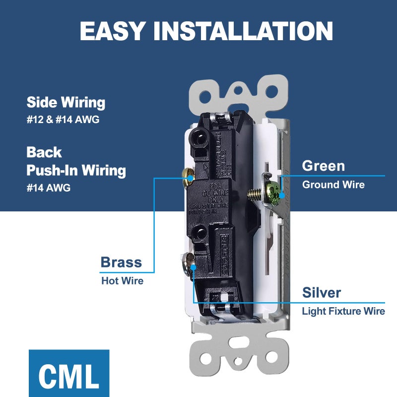 CML Hardware Cml Matte White Decorator Wall Light Switch, Single Pole Rocker Paddle Switch, 15A 120/277V, 3-Year Warranty, Ul Listed - Image 4